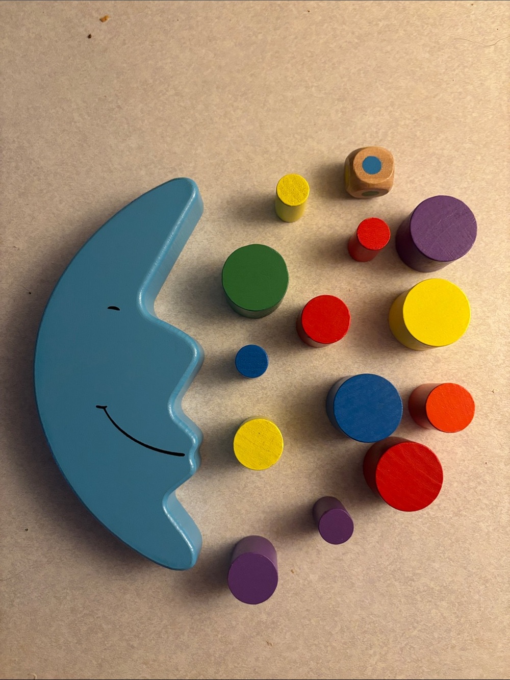 Wooden Moon Balance Stacking Toy - Blue